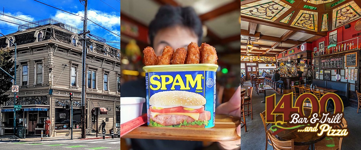 1400 Bar & Grill: the Croll's building, the Spam fries, the dining room